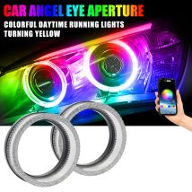 1/2PCS Auto 12V LED Runde Platz Engel Auge Blende RGB Tagfahrlicht Scheinwerfer Autos Motorrad ring Blende Dekor Licht