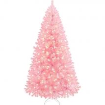 6/7ft Artificiale Rosa Pino di Natale Vacanze Capodanno Albero di Natale Decorazione per feste con treppiede in metallo 818 Punte di rami Riutilizzabili