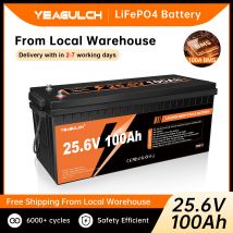 Yeagulch 24V 100Ah LiFePO4 Batteria al litio con 100A BMS 2560Wh Alimentazione per energia solare fuori rete di backup domestica Accumulo di energia Pesca in camper
