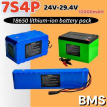 24V 12000mAh 18650 7S4P lithium-ion battery 25.2V, suitable for replacing 29.4V electric skateboard batteriesBMS