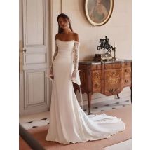 Customized Elegant Bridal Dress 2025 Lace Long Sleeves Mermaid Wedding Ceremony Dress Off Shoulder Vinatge Bride Gown Women