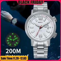 BERNY 20ATM orologio meccanico subacqueo per uomo orologio da bagno Super luminoso Sport Miyota 8205 zaffiro orologio da polso da uomo subacqueo automatico