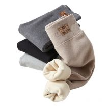 Winter Kids' Fleece-lined Cotton Pants Thickened Outerwear For Medium To Large Children Warm Integrated Velvet Trousers Girls
