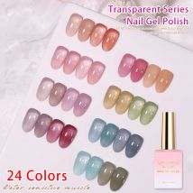 Vendeeni 24 Farben Jelly Transparent Gel Nagellack Nude Pink Hautfarbe UV Soak Off Gel Lack Jade Nail Art Gel Lack 15 ml
