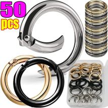 10/50 Stück Metall-O-Ring-Federverschlüsse für DIY-Schmuck, zu öffnender runder Karabiner, Schlüsselanhänger, Taschenclips, Haken, Hundekette, Schnallen, Verbinder