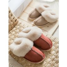 2025 Winter Warm Home Fur Slippers Women Luxury Faux Suede Plush Couple Cotton Shoes Indoor Bedroom Flat Heels Fluffy Slippers