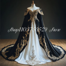 Fantasy Retro Medieval Evening Gowns Elegant Strapless Gold Applique Corset Bodice A-Line Long Dress Elf Victorian Customised