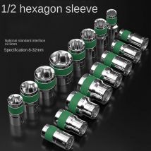 Juego de llaves neumáticas de alta resistencia, herramientas mecánicas de mano con correa verde, enchufe Hexagonal, engrosado, juego de boquillas, 1/2