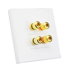 Banana Binding Post Speaker Wire Wall Plate Panel 2 Ports For Hifi Sound System Connectors Faceplate In White