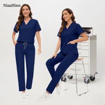 Niaahinn Krankenpflege Arbeitskleidung Zahnarzt Medizinische Uniformen Männer Frauen Schönheitssalon Kostüm Krankenschwester Arbeitskleidung Arzt Chirurgische Tops Hosen