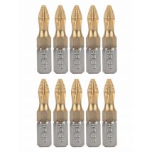 10pcs Titanium Coated PH2 Screwdriver Bits Anti Slip 1/4" Hex Shank Drill Bit 25mm For Power Tools