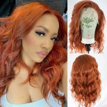 Ingwerorange synthetische Lace-Front-Perücke, kurze lockige Bob-Perücke, tiefe Welle, Ingwerbraun, kastanienbraun, farbige kurze gewellte Haarperücken für Frauen