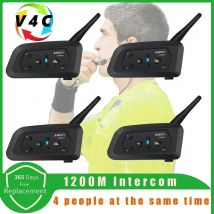 XINOWY 1-4PCS V4C Vollduplex Fußball Coach Schiedsrichter Intercom Headset Kommunikationssystem 1200m Bluetooth Interphone Kopfhörer