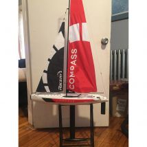 53” Inch Large Remote Control Sail Boat Compass Pre-assembled Wind Power 2.4G Electric Boat RC  Boat for hobby boys adults (S)