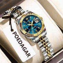 POEDAGAR Orologio da donna di lusso superiore Orologio da donna impermeabile con data luminosa in acciaio inossidabile Orologio da donna elegante alla moda al quarzo