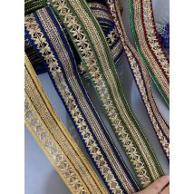 1 Yards 4,5 cm Spitzenbesatzband Polyester Ethnischer Goldfaden Faden Stickerei Pailletten Stoff Wind Jacquard Gurtband Zubehör