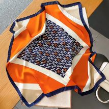 Luxuriöser quadratischer Schal mit Kontrastfarbe, dünner, weicher Satin-Halstuch, reifer Stil, Sonnenschutz-Kopftuch für Frauen