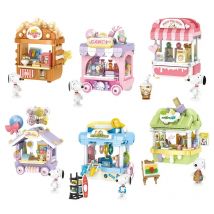 Snoopy Store Bausteine Street View Candy Popcorn 3D Modell DIY Puzzle Snoopy Mini Ziegel Figur Spielzeug Für Weihnachten Geschenk
