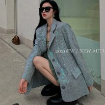 Glänzende bunte Perlen Blazer Jacke ol Pailletten Mantel Herbst Turn Down Kragen Strickjacke einreihige Streetwear Frau Anzüge