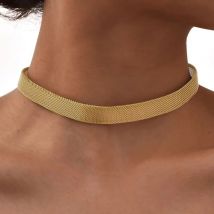 Vergoldete hohle Mesh-Choker-Halskette für Frauen, wasserdichte Halsketten aus Edelstahl, Modeschmuck-Geschenk