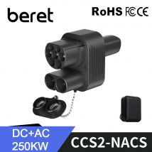 BERET CCS2 to Tesla EV Charger Adapter AC+DC 250A 1000V Electric Vehicle DC Charging CCS2 To Tesla Convertor dc combo 2