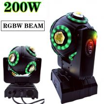 200WMoving Head Light 360°Rotation RGBW Ball Beam Stage Light Christmas DMX512 16CH DJ Lights For Disco Audience Wedding Parties