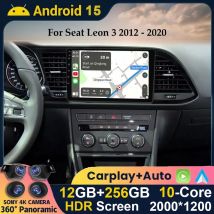 Android 15 WIFI + 4G Carplay Auto Für Seat Leon 3 MK3 2012-2020 Auto Radio GPS Navigation multimedia Video Player Stereo 360 Kamera