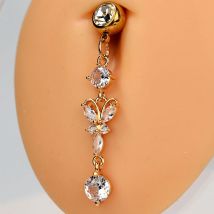 1PC Edelstahl Zirkon Schmetterling Anhänger Kristall Bauchnabel Ringe Nabel Nagel für Frauen Mode Körper Piercing Schmuck Geschenk