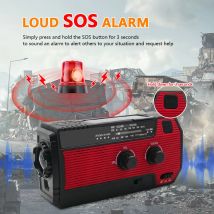 Radio recargable de 2000/4000mAh para acampar al aire libre, linterna LED portátil, Radio FM AM WB, carga Solar, Radio de emergencia impermeable