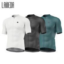 Maglia da ciclismo LAMEDA da uomo, traspirante, manica corta, cerniera intera, magliette da bici da strada per uomo, maglia MTB con 3 tasche