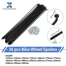 X Autohaux Fahrradspeichen 12G 125/134/136/155/160/170/175/183/185 mm Länge Fahrrad-Radspeichen Ersatzteile Kohlenstoffstahl Schwarz
