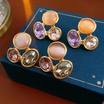 Vintage ovale Ohrringe für Frauen, Silbernadel, Katzenauge, Stein, Ohrstecker, 2025, neuer Stil, Luxus-Designer-Schmuck