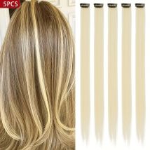 5 pezzi/set estensioni dei capelli sintetici lunghi e dritti con clip per le donne, cosplay della festa di Natale di Halloween