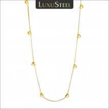 LUXUSTEEL Einfache Mini-Herz-Charm-dünne Kette für Damen, Edelstahl, vergoldet, Kragen, Schmuck, Premium-Schlüsselbeinkette