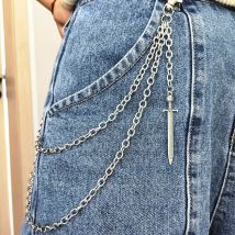 Punk Metall Kreuz Schwert Jeans Gürtel Kette Zubehör Anhänger Vielseitige Hosen Kette Schlüssel ketten Hip-Hop Taille Bund