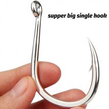GOBAIT 10PCS Big Fish Hook 1/0-7/0 High Strength Fishhook Gaff Barbed Antirust Sharp Angle Radian Bend Tuna Fishing Circle Hooks