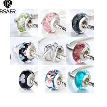 Heißer Verkauf Silber Farbe Schwarz Europäischen Murano Glas Perlen Fit Charme Armbänder Armreifen Für Frauen Perlen Charms Schmuck Perles