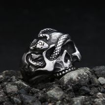 Vintage 316L Edelstahl Schlange Schädel Ringe Für Männer Punk Hip Hop Schlange Ring Mode Tier Amulett Schmuck Geschenke Dropshipping