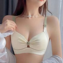 Damen-Unterwäsche ohne Stahlring, gerafft, bequem und atmungsaktiv, Push-up-Unterwäsche-BH, Farbblockierender kabelloser BH