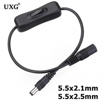 Inline 304 Schalter Ein Aus mit weiblichem männlichem Stromkabel 5,5 x 2,1 mm 2,5 mm DC-Anschlussschalter 5 A 12 V 24 V für CCTV-LED-Streifenlicht