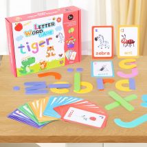 Holzpuzzle, Cartoon-Tier, See & Spell, Lernspielzeug, englisches Alphabet, Sichtwörter und passende Buchstabenspiele, Geschenk für Kinderspielzeug