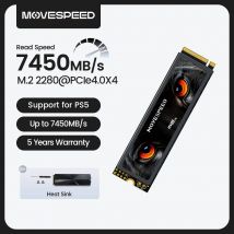 MOVESPEED 7450MB/s SSD Nvme M2 4TB 2TB 1TB Unità a stato solido interna M.2 2280 PCIe4.0 Disco rigido per PS5 PC Computer da gioco fai da te