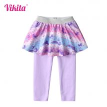 Vikita Kinder Regenbogen Einhorn Cartoon Hosen Mädchen Leggings mit Röcken Kinder dünne Hosen Kinder Prinzessin Hosen Rock-Hosen