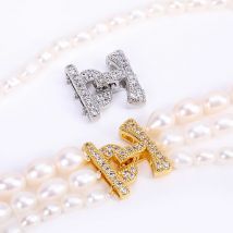 17,5 x 18 mm, 18 Karat vergoldet, 3 Stränge, Verschlüsse, Verbinder, eingelegter Zirkon-Verschluss für handgefertigte Perlen, Halskettenherstellungsmaterial