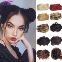 XIYUE synthetische Krallen-Clip-on-Haar-Chignons-Brötchen ​ Lockige Haarspange, hitzebeständig, Damenhaar, goldfarben, weiß, grau, Dutt-Perücken
