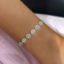 2026 New Arrived Fashion Women Girl Jewelry Micro Pave 5A Cubic Zirconia CZ Smile Face Charm Happy Bracelet