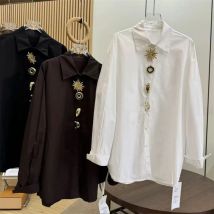 Luxury Brand White Black Shirts Blouses for Women's Long Sleeve Loose Casual Tops Woman Clothing blusas de mujer Woman Shirt
