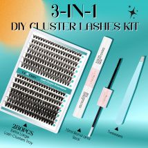 GEMERRY 3D Lash Fai da te Estensione a grappolo incollato termicamente con pinza sigillante Effetto drammatico Volume Ciglia finte lunghe in visone finto