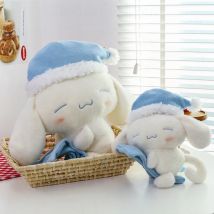 Sweet Dream Cinnamoroll Plush Toy with Sleep Cap Cute Big Eared Puppy Stuffed Animal for Kids Birthday Xmas Gift Soft Doll