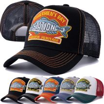 Unisex Sommer Angeln Kappe Atmungsaktive Mesh Trucker Hut Männer Frauen Große Fische Fischer Gestickte Snapback Hut Outdoor Angeln